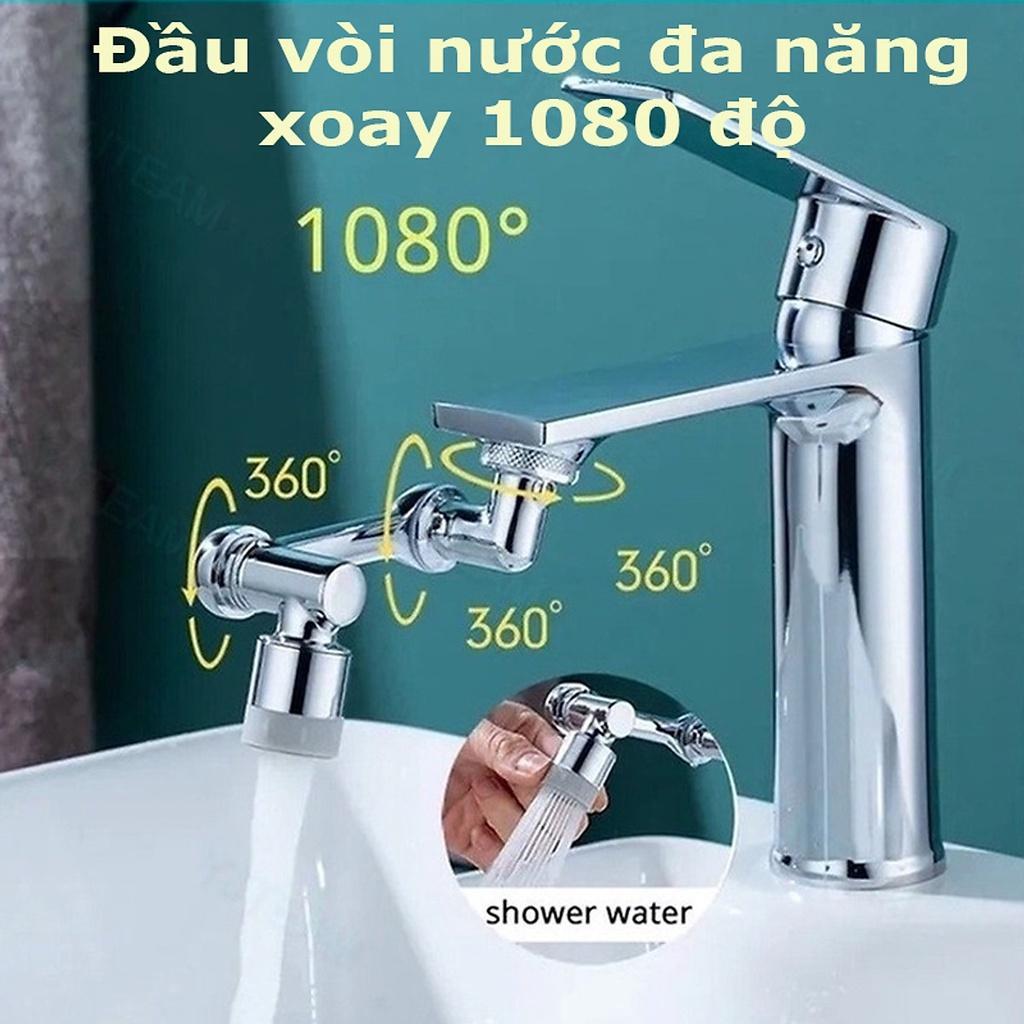 Đầu Nối Vòi Nước Xoay 1080 độ Thông Minh 3 Khúc, Lắp Vào Vòi Nước Chậu Rửa Chén Bát Lavabo 2 Chế Độ Nước Chảy Tiện Lợi