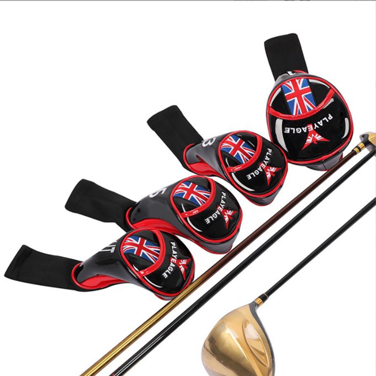 4Pcs Golf Head Covers Set for Driver Fairway Wood with No. Tag