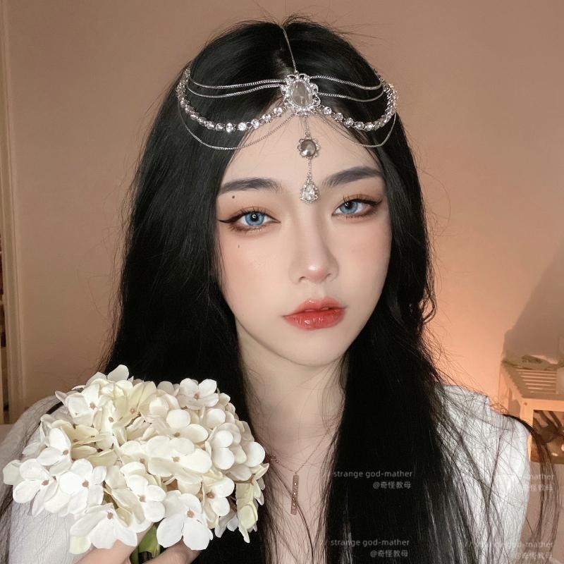 Cài tóc phong cách retro đính đá màu bạc xinh đẹp, phụ kiện chụp ảnh beauty