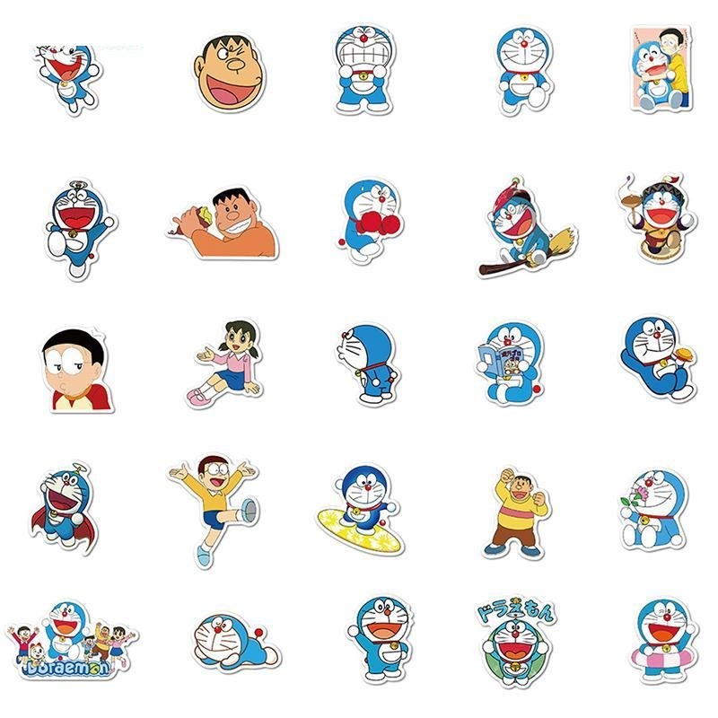 Sticker 50 miếng hình dán Doraemon