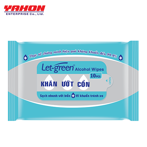 Combo 6 Gói Khăn Ướt Cồn LET-GREEN, 10 Miếng/Gói