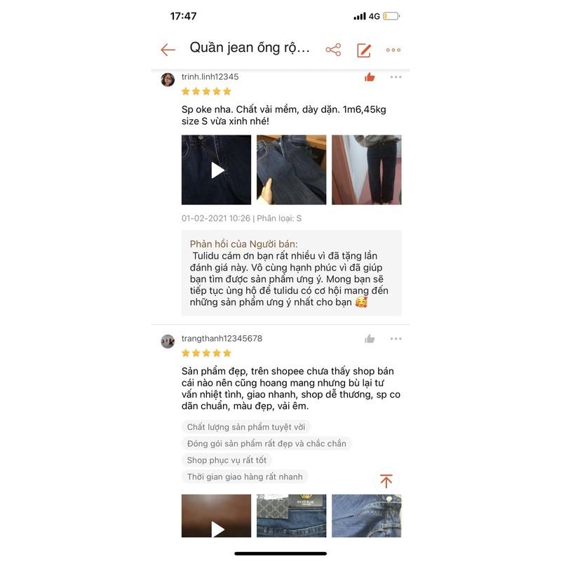 Quần JEAN ỐNG RỘNG DÁNG SUÔNG ️ ̀ ̂́ ️ Cạp Cao Co Giãn 4 chiều