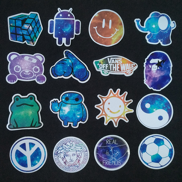 Bộ Sticker dán cao cấp chủ đề MÀU TÍM GALAXY - Dùng dán Xe, dán mũ bảo hiểm, dán Laptop