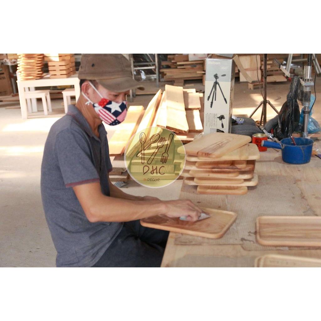Khay tròn tay cầm (22x32cm) gỗ Tần Bì nguyên khối I Khay gỗ đựng đồ ăn ,Decor trưng bày, chụp hình sản phẩm