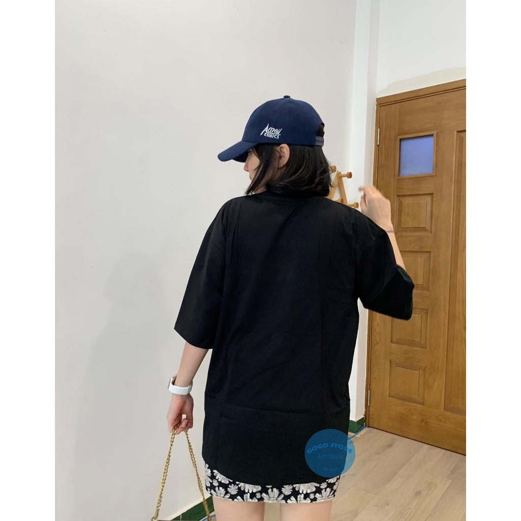 Áo thun unisex đen in nổi trước ngực-freesize-thun co giãn 4 chiều