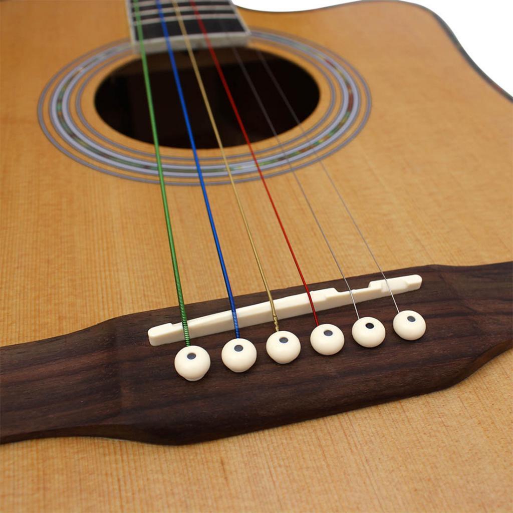 6x Colorful Acoustic Folk Guitar 6 Strings Set Copper Alloy Instrument Parts