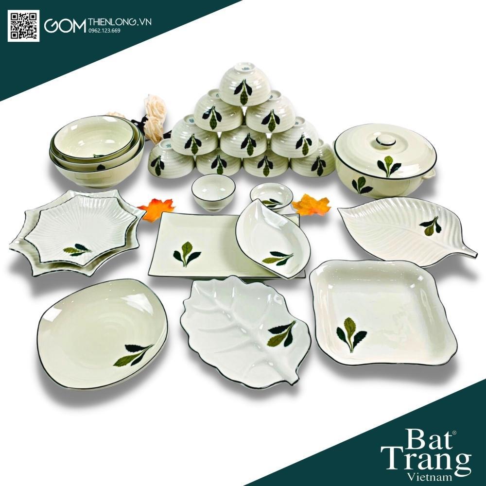 Bộ Bát Đĩa Cao Cấp Lá Ngò Gai - Bộ Bát Đĩa Sứ Bát Tràng Loại 1 - Gốm Thiên Long