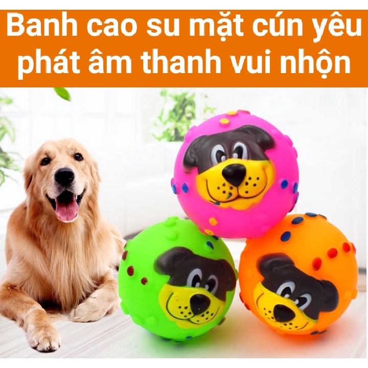 ĐỒ CHƠI BÓNG CAO SU MẶT GẤU CHO THÚ CƯNG