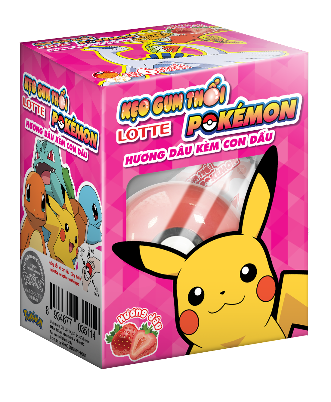 Kẹo gum thổi Lotte Pokémon hương dâu (MẪU NGẪU NHIÊN)