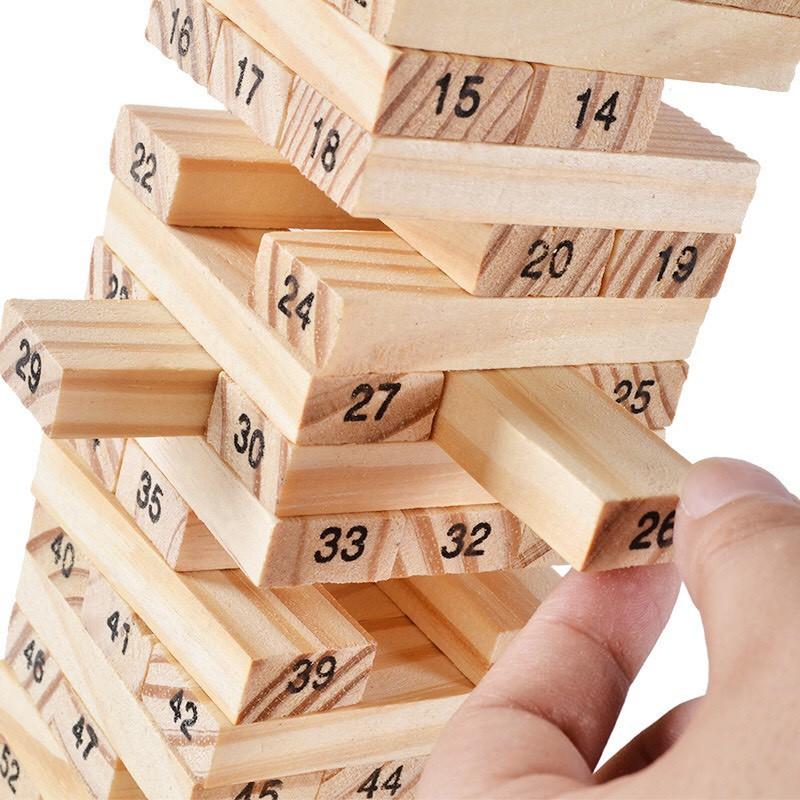 Rút gỗ domino gỗ cho bé học số 48 thanh to cỡ đại(kèm 4 xúc xắc)