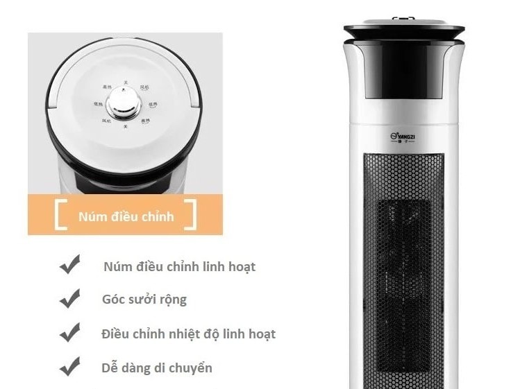 Máy Sưởi Gốm, Hai Chiều Yangzi NSB-200 Có Điều Khiển Dễ Dàng Thao Tác Làm Nóng Bằng Gốm An Toàn Tiết Kiệm - Hàng Chính Hãng