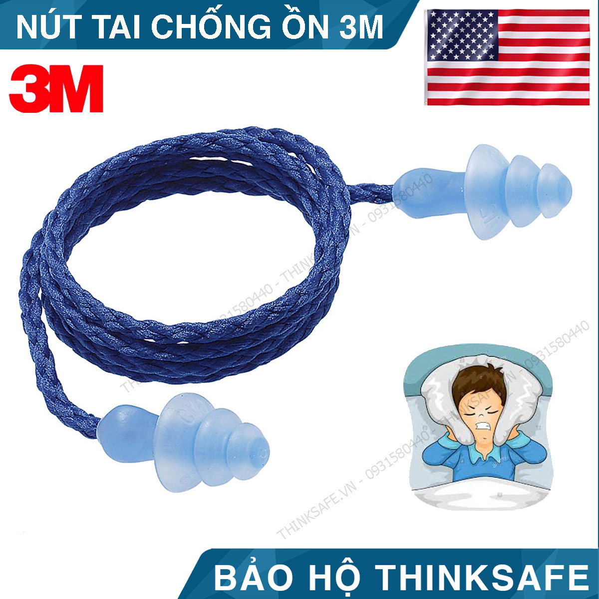 Nút chống ồn 3M 1290 - Nút bịt tai chống ồn khi ngủ, khi làm việc, chất liệu Silicone