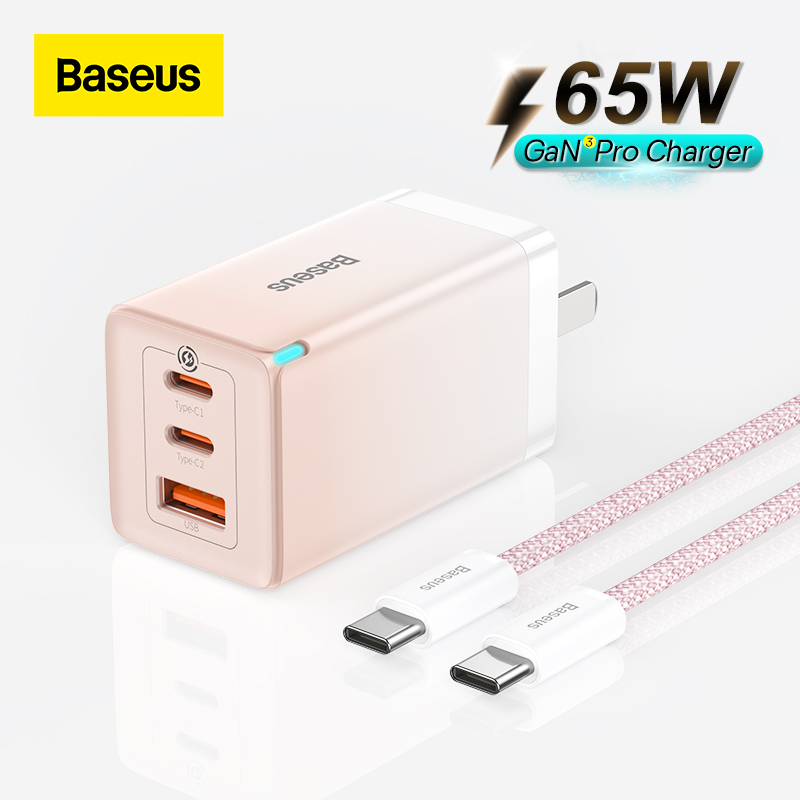 Củ Sạc Nhanh Baseus GaN3 Pro Quick Charger 65W (Type Cx2 + USB , PD3.0/ PPS/ QC4.0/ SCP/ FCP Multi Quick Charge Protocol, New Upgrade Technology) - Hàng Chính Hãng