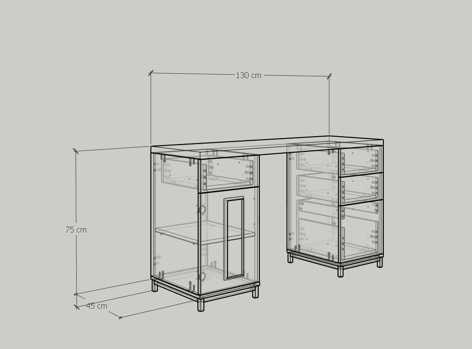 [Happy Home Furniture] LOUIS , Bàn trang điểm - chân sắt , 130cm x 45cm x 75cm ( DxRxC), BAN_036