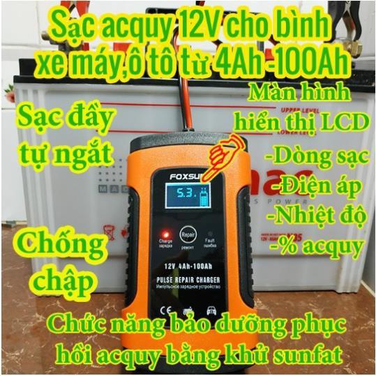 [Version 7.0] Sạc bình ắc quy 12V 5A (4ah-100Ah) FOXSUR có khử sunfat Sản xuất mới nhất trong tháng