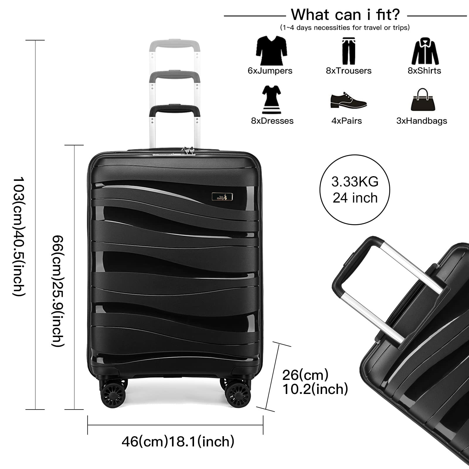 Vali du lịch Sea Choice chất liệu PP Bộ vali có hộp nhiều màu nhiều Size 14+20/24/28'' có khóa TSA và dây kéo YKK- Bảo hành 5 năm