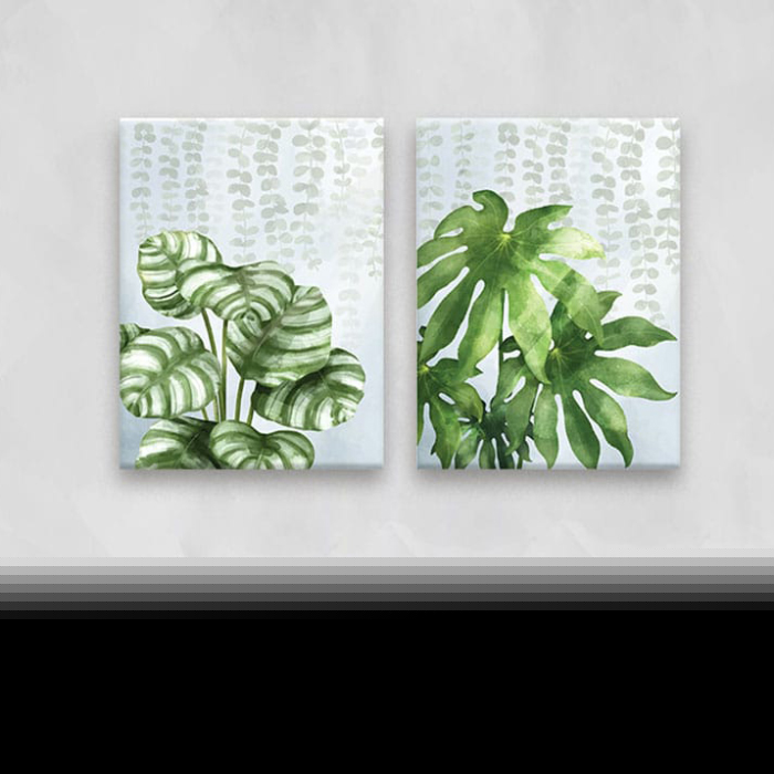 Bộ 2 Tranh Lá Xanh - Trang Trí Phòng Khách W51