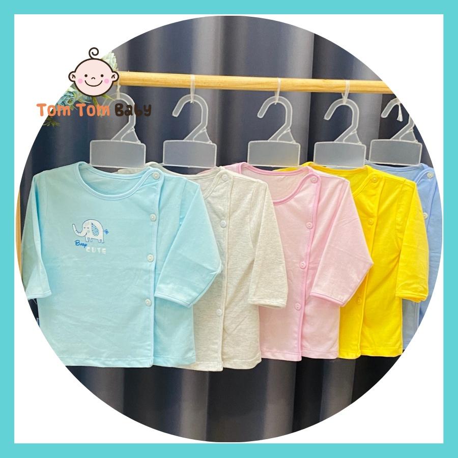 COMBO GIÁ SỈ - Combo 10 áo sơ sinh cotton tay dài màu cài nút lệch Thái Hà Thịnh