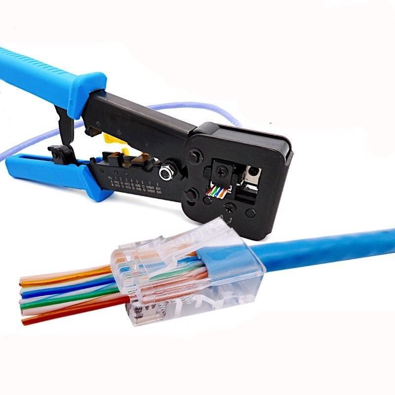 Kìm bấm hạt mạng xuyên thấu - Tặng kèm 10 hạt RJ45 xuyên thấu