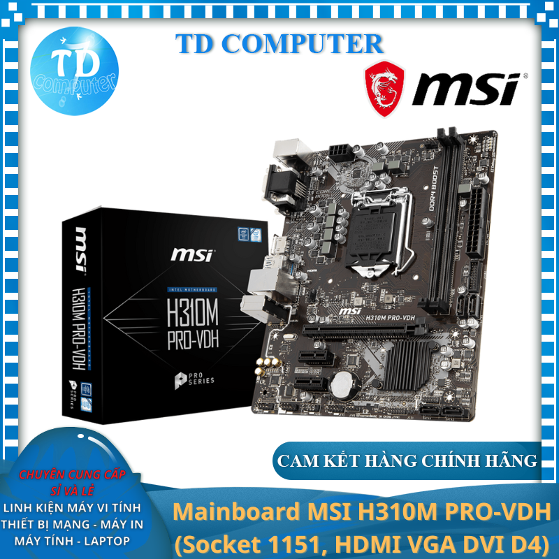 Mainboard MSI H310M PRO-VDH (Socket 1151, HDMI VGA DVI D4) - Hàng chính hãng DigiWorld phân phối