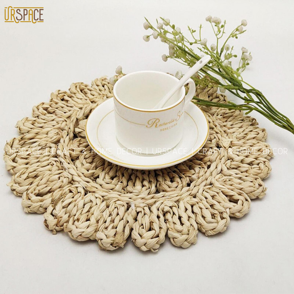 Tấm lót đĩa bình hoa URSPACE đan ngô hình tròn đường kính 35 cm
