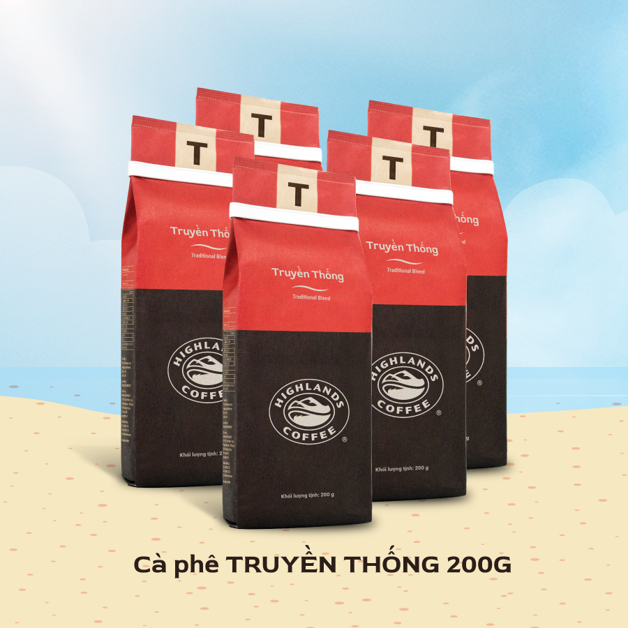 Combo 5 gói Cà Phê Rang Xay Truyền Thống Highlands Coffee (200g)