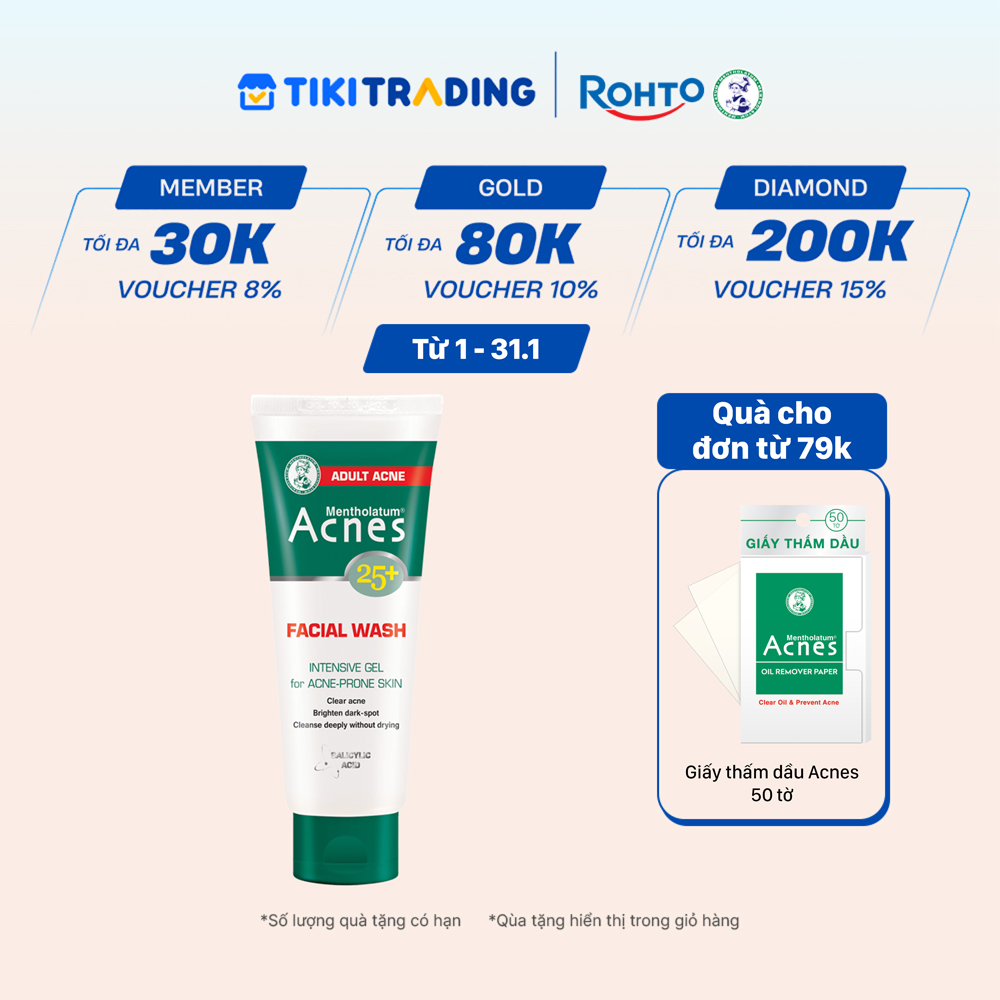 Sữa rửa mặt ngăn ngừa mụn dạng gel Acnes 25 Facial Wash 100g
