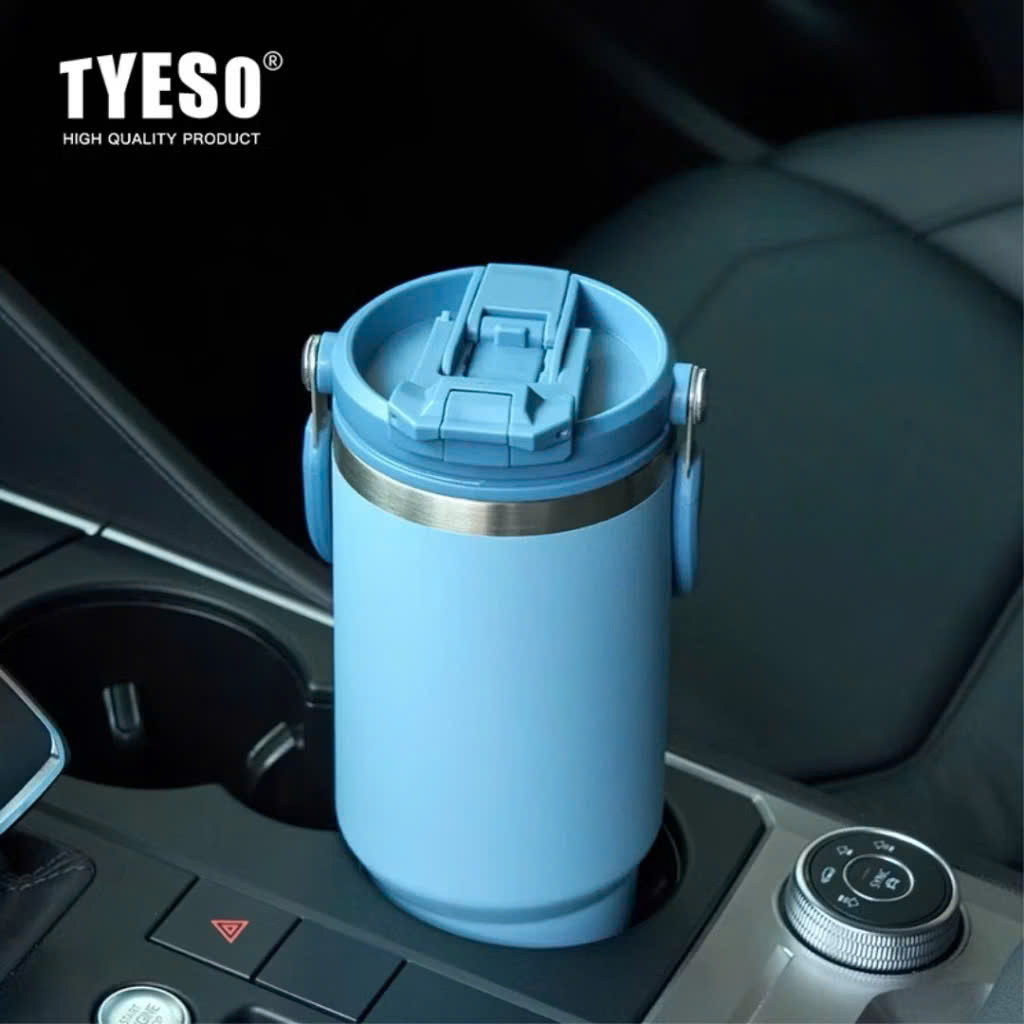 Cốc giữ nhiệt TYESO TS-8827 750ml tay cầm công thái học Chống tràn &amp; Giữ nhiệt 12 tiếng