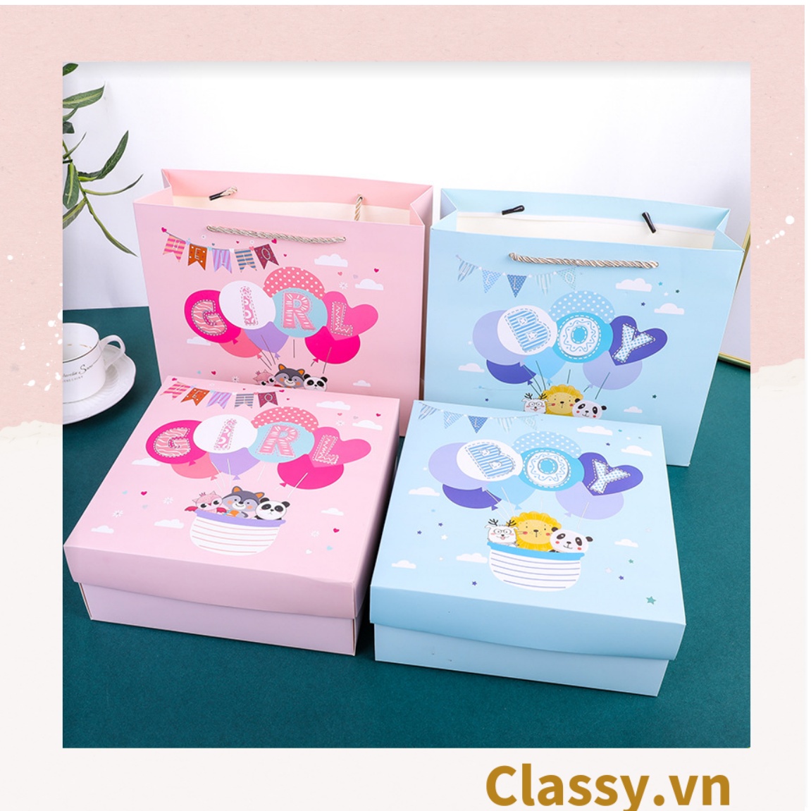 XÉ LẺ túi giấy +Hộp quà lớn quà tặng kích thước 19 * 19 * 8.5cm cho trẻ em