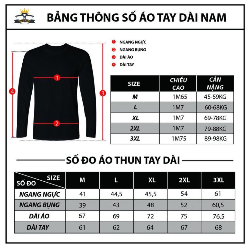 Áo tay dài thun nam KING chất cotton xịn giá rẻ (W01)