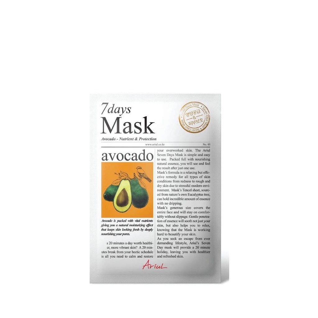 Mặt Nạ 7 Ngày Tinh Chất Trái Bơ Ariul 7 Days Mask Avocado 20ml