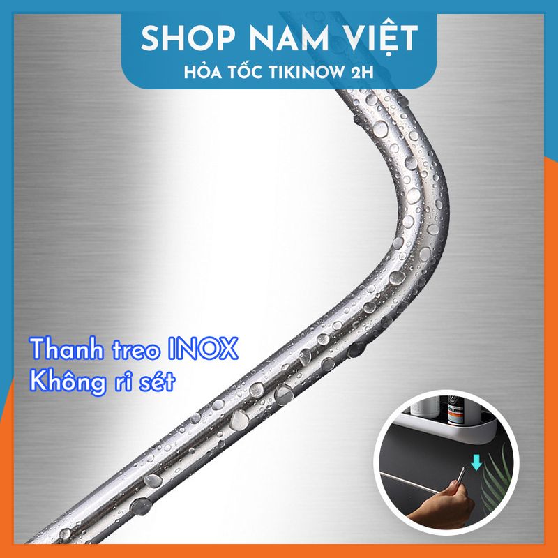 Kệ Để Đồ Nhà Tắm Dán Tường, Có Móc Treo Khăn, Khe Thoát Nước