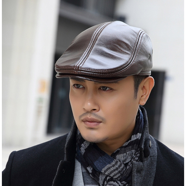 Mũ nồi da thật, nón beret big size cỡ lớn cho nam đầu to (chu vi 61-63cm), Big beret cap for big head - PK023