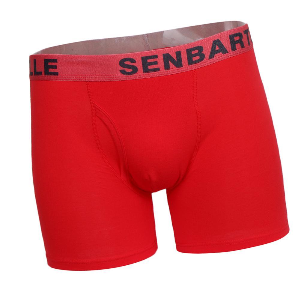 Men's Cotton Boxer Briefs Middle Rise Trunks Underwear Solid Color Plus Size