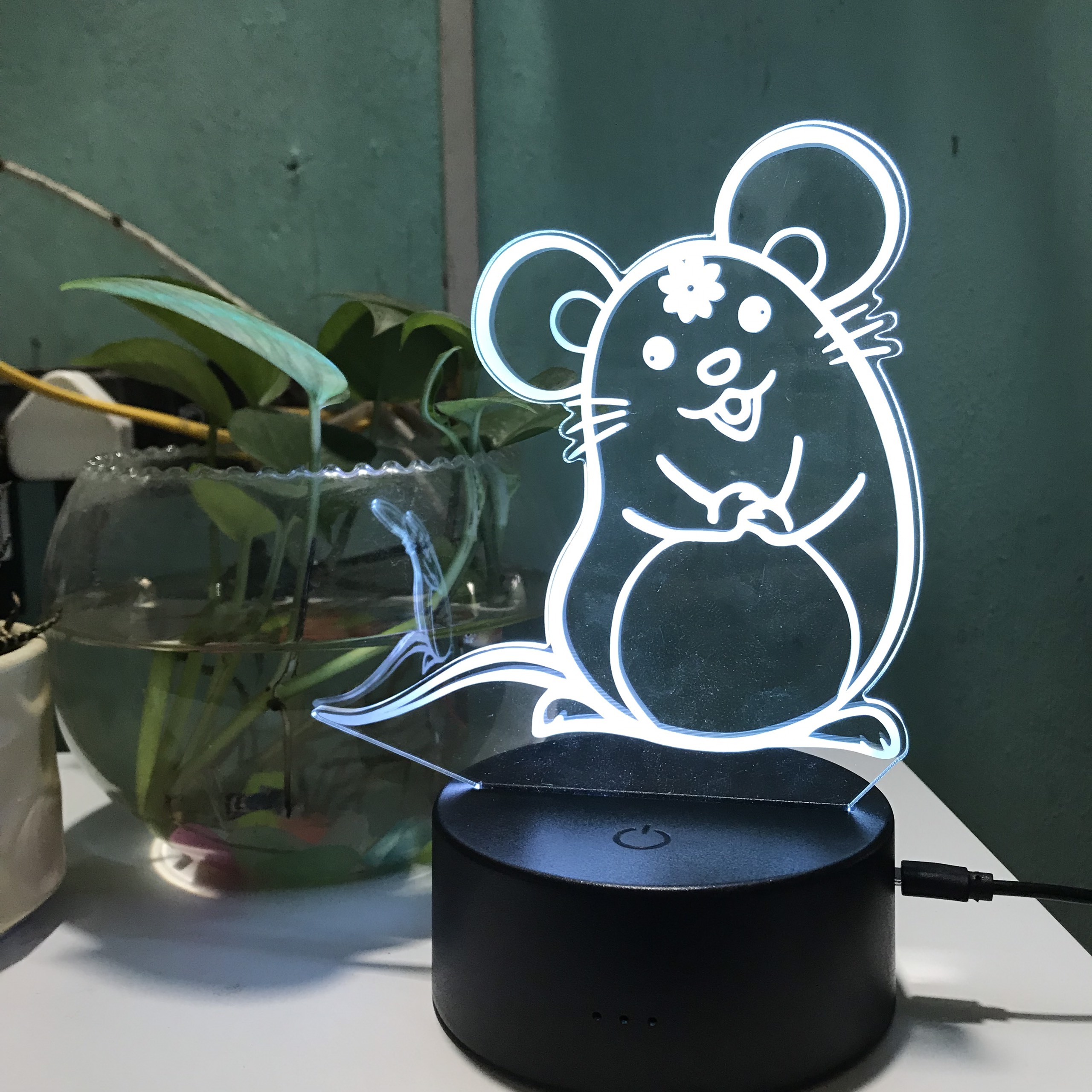 Đèn ngủ trang trí LED 3D 7 màu mini