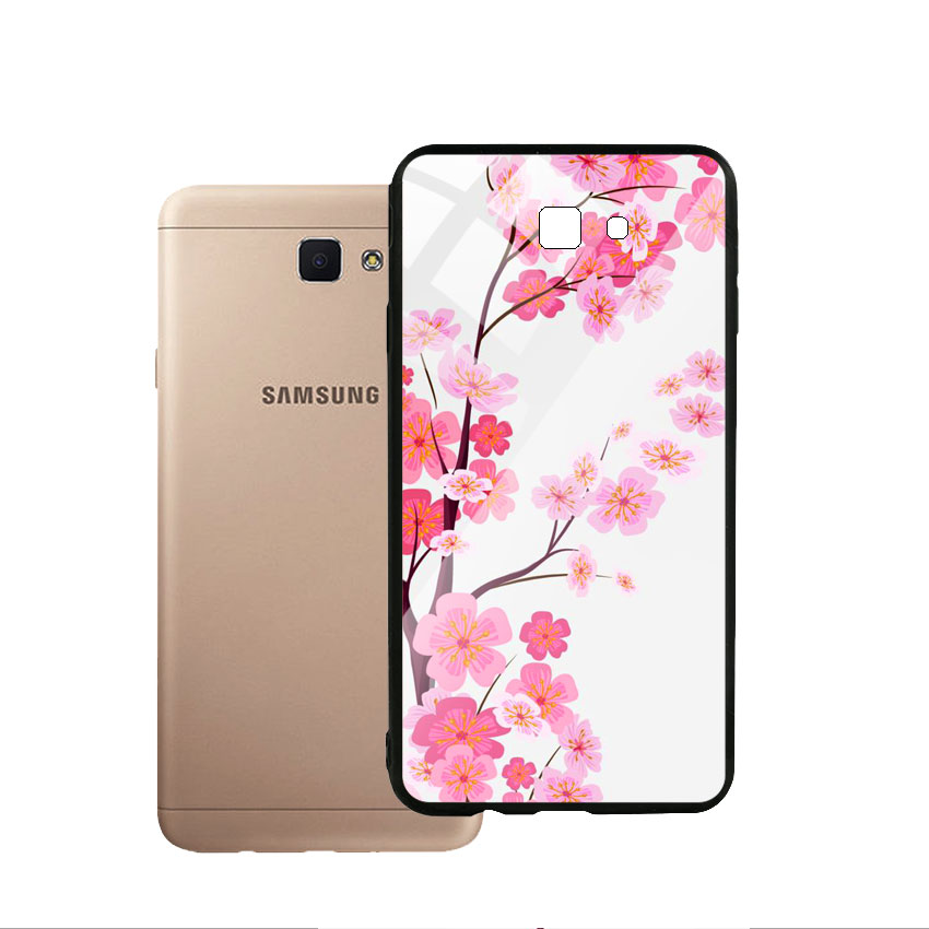 Ốp Lưng Kính Cường Lực cho điện thoại Samsung Galaxy J7 Prime - Cherry Blossom 02