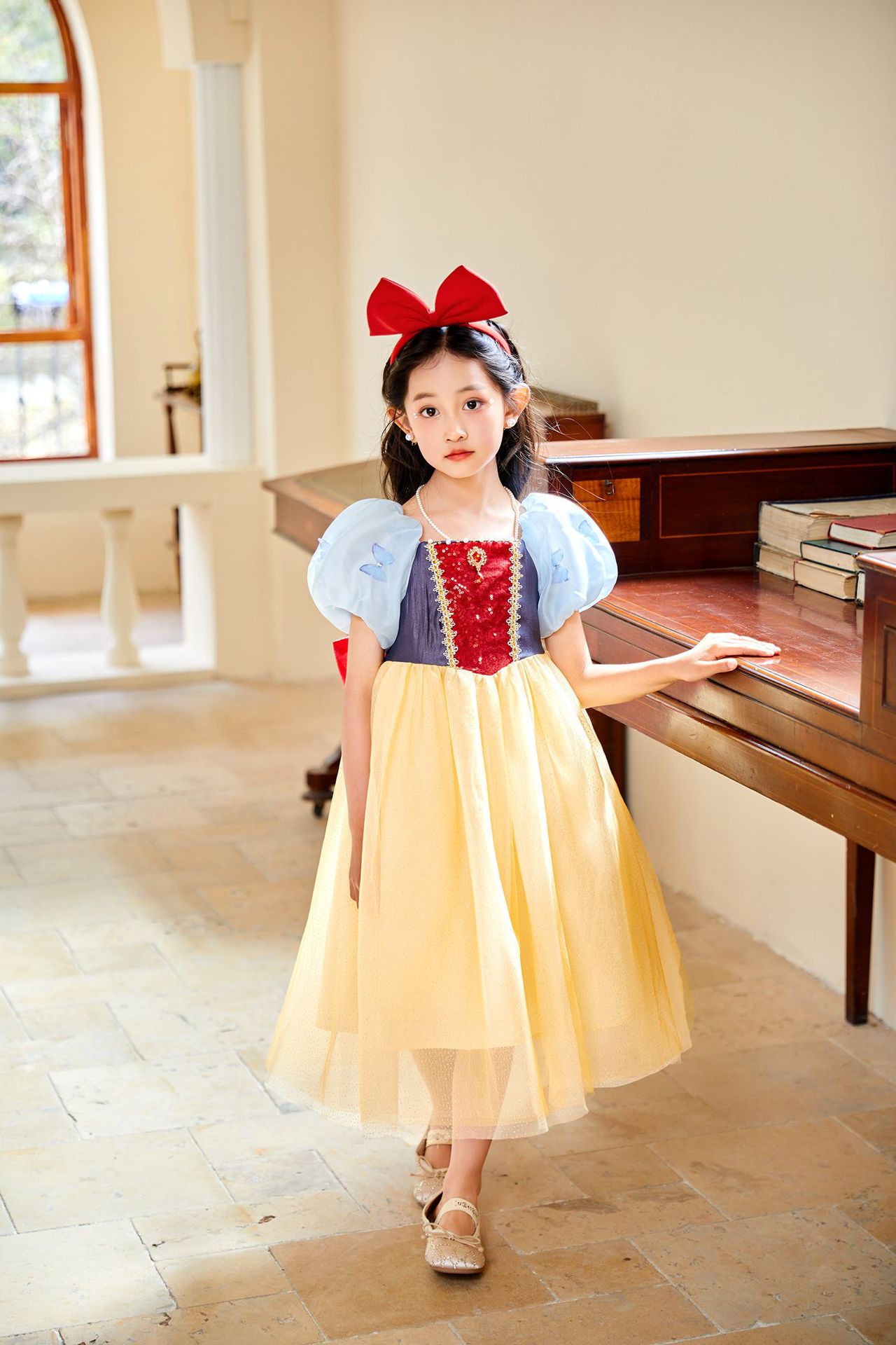 Đầm công chúa bạch tuyết cho bé gái hóa trang cosplay Halloween (tặng kèm cài tóc)