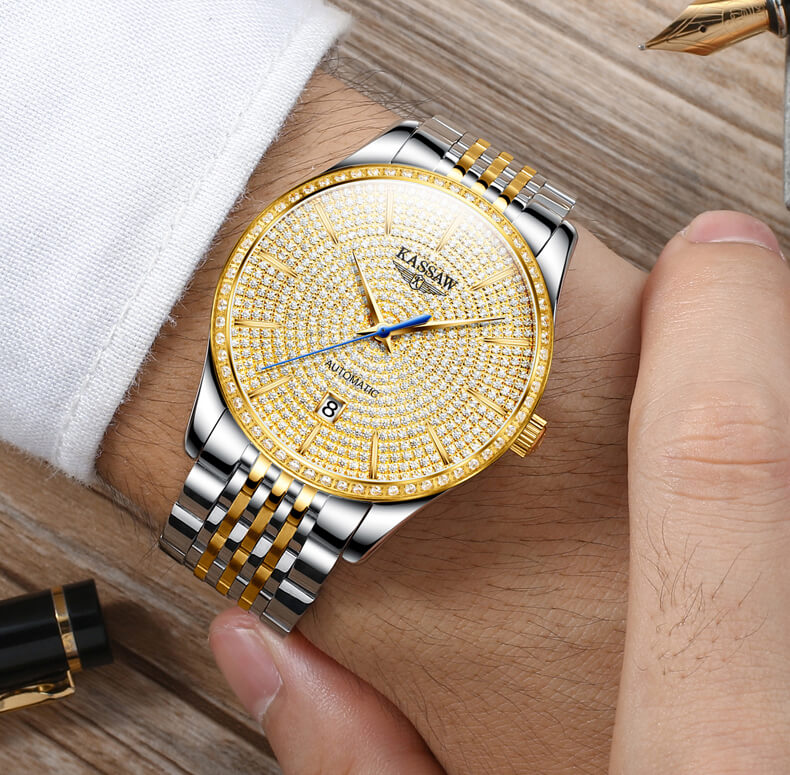Đồng hồ nam chính hãng KASSAW K878-2 chống nước,chống xước,kính sapphire,Đồng hồ cơ ,dây kim loại thép không gỉ 316,hàng mới 100%