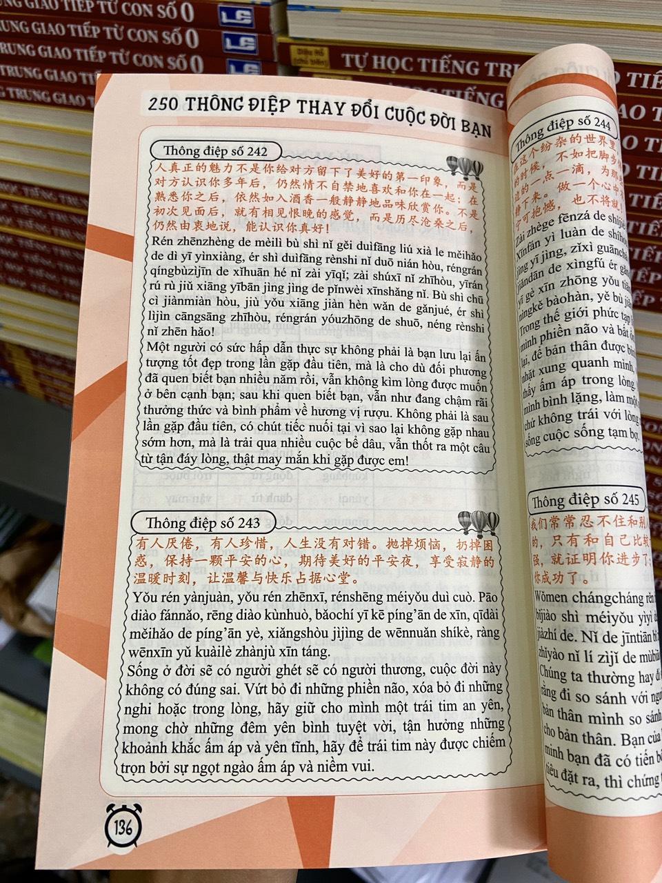 250 Thông Điệp Thay Đổi Cuộc Đời Bạn - Song Ngữ Trung Việt (Tiếng Trung giản thể, bính âm Pinyin, nghĩa tiếng Việt, DVD tài liệu đi kèm)