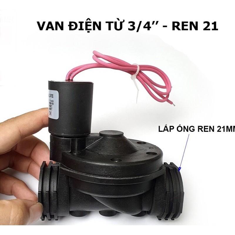 Van điện từ phi 21mm/27mm - Sử dụng điện áp 220V hoặc 24V - Van từ nhựa van ngoài trời