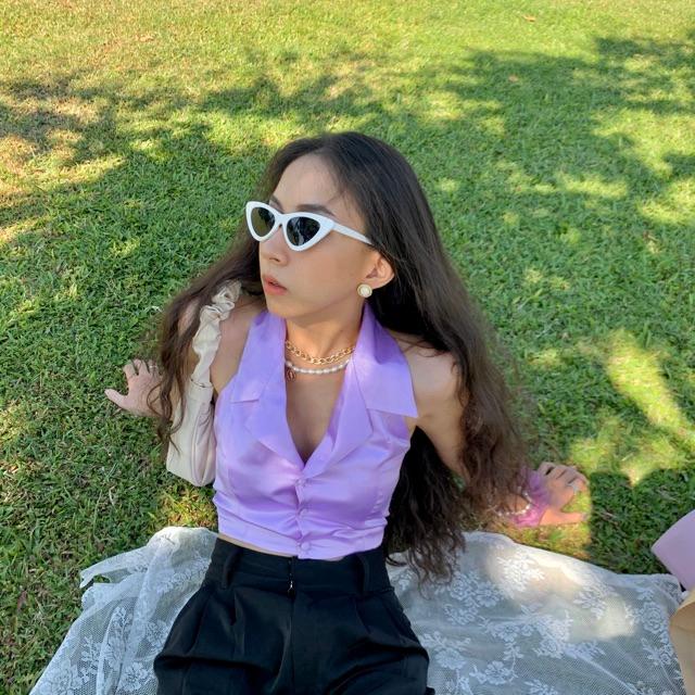 Áo sơ mi phong cách đen tím By Gum