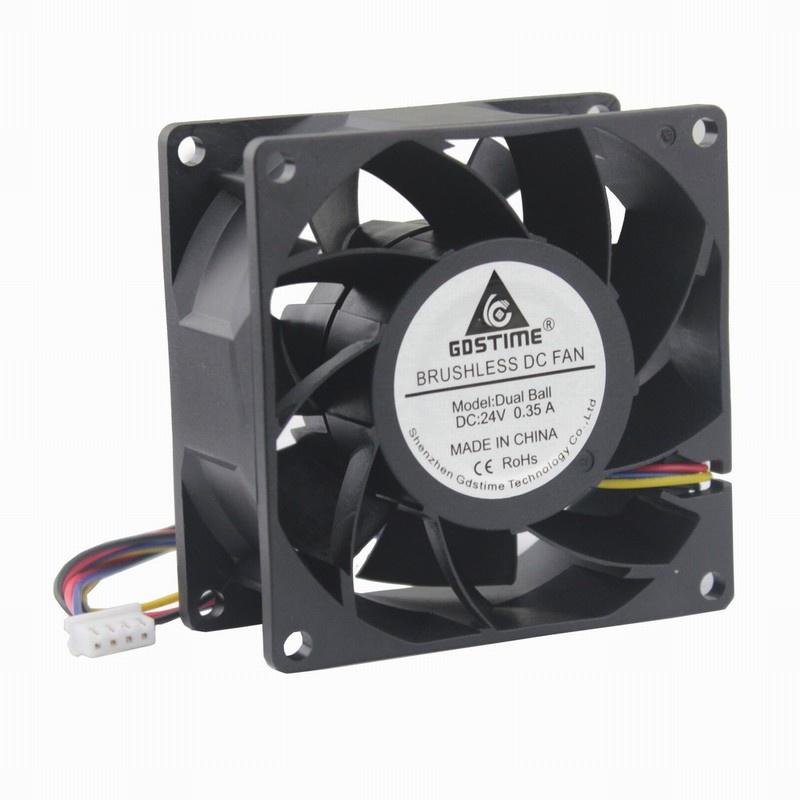 1Pcs Gdstime 11V Two Ball Bearing PC DC Cooling Fan 80x80x38mm 4Pin 4 Wires 8038 8cm Brushless Cooler Fan 80mm 14 Volt