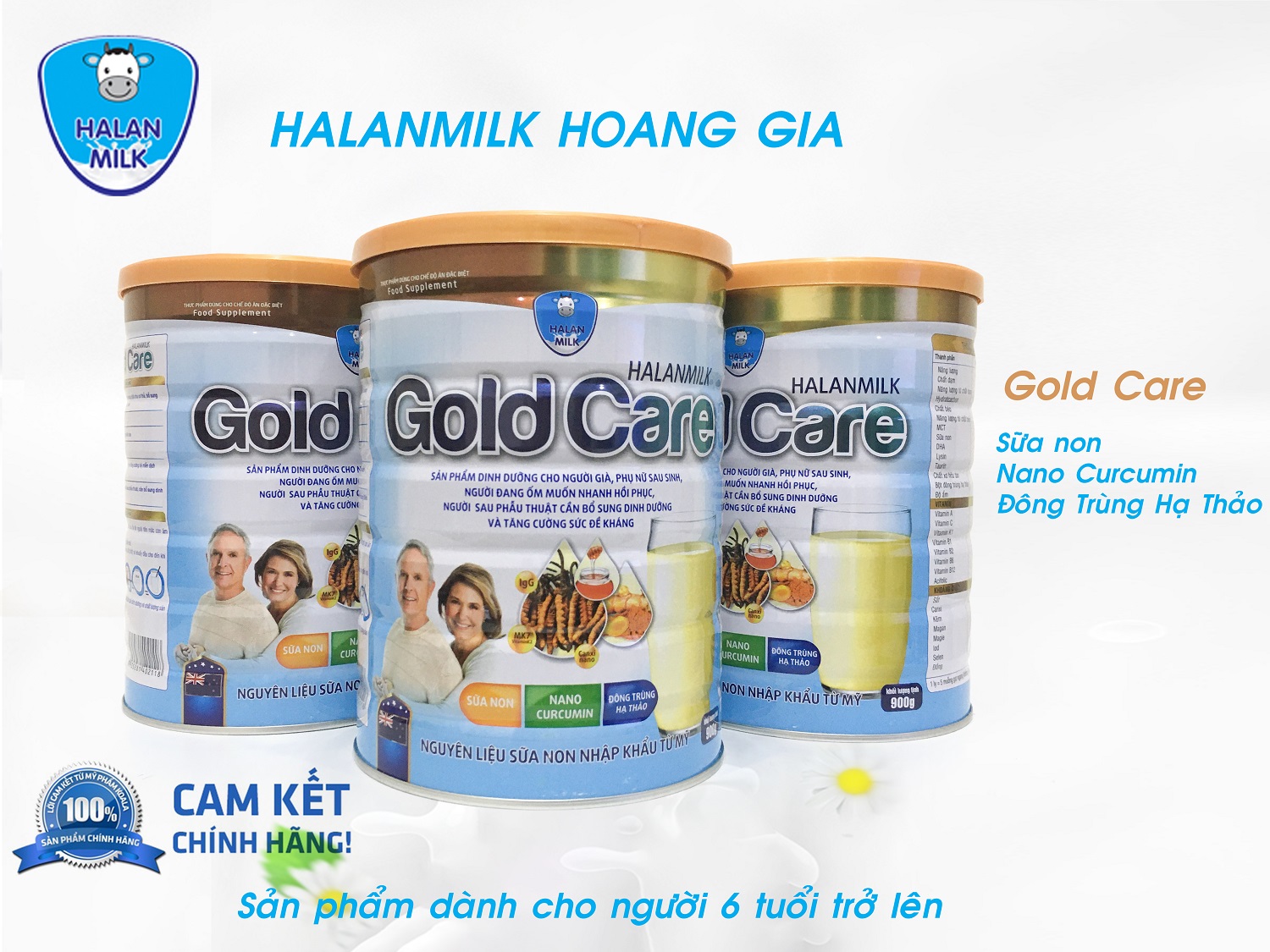 Sữa bột Gold Care  - Đông Trùng Hạ Thảo - Nano Curcumin - Sữa Non