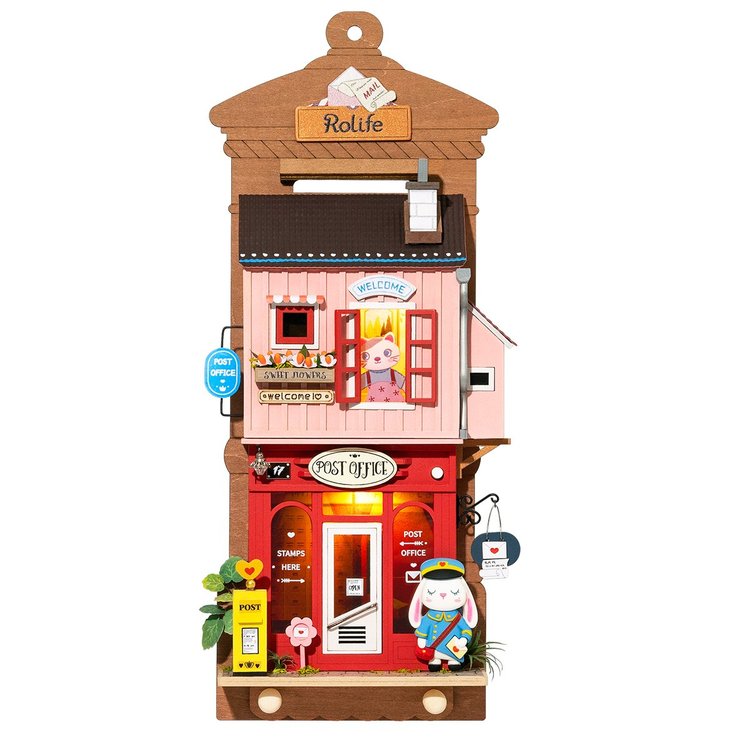 Nhà búp bê bằng gỗ Treo tường tự lắp ráp Love Post Office DIY- Quà tặng sinh nhật giáng sinh trang trí nhà cửa