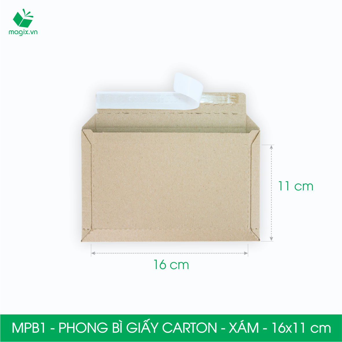 MPB1 - 16x11cm - COMBO 60 PHONG BÌ GIẤY CARTON ĐÓNG HÀNG MÀU XÁM