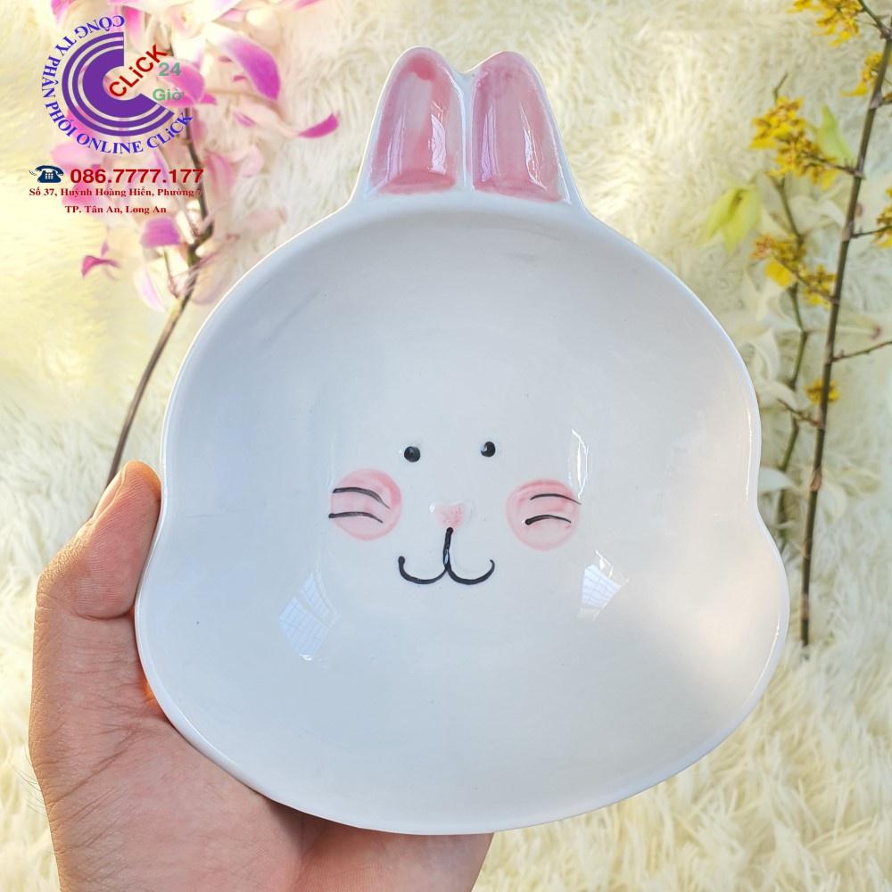 Sét 5 món Mâm Cơm Chén Tô Dĩa Hình Thỏ Xinh Xắn Ấn Tượng Gốm Sứ Cao Cấp Hàng Khử Chì