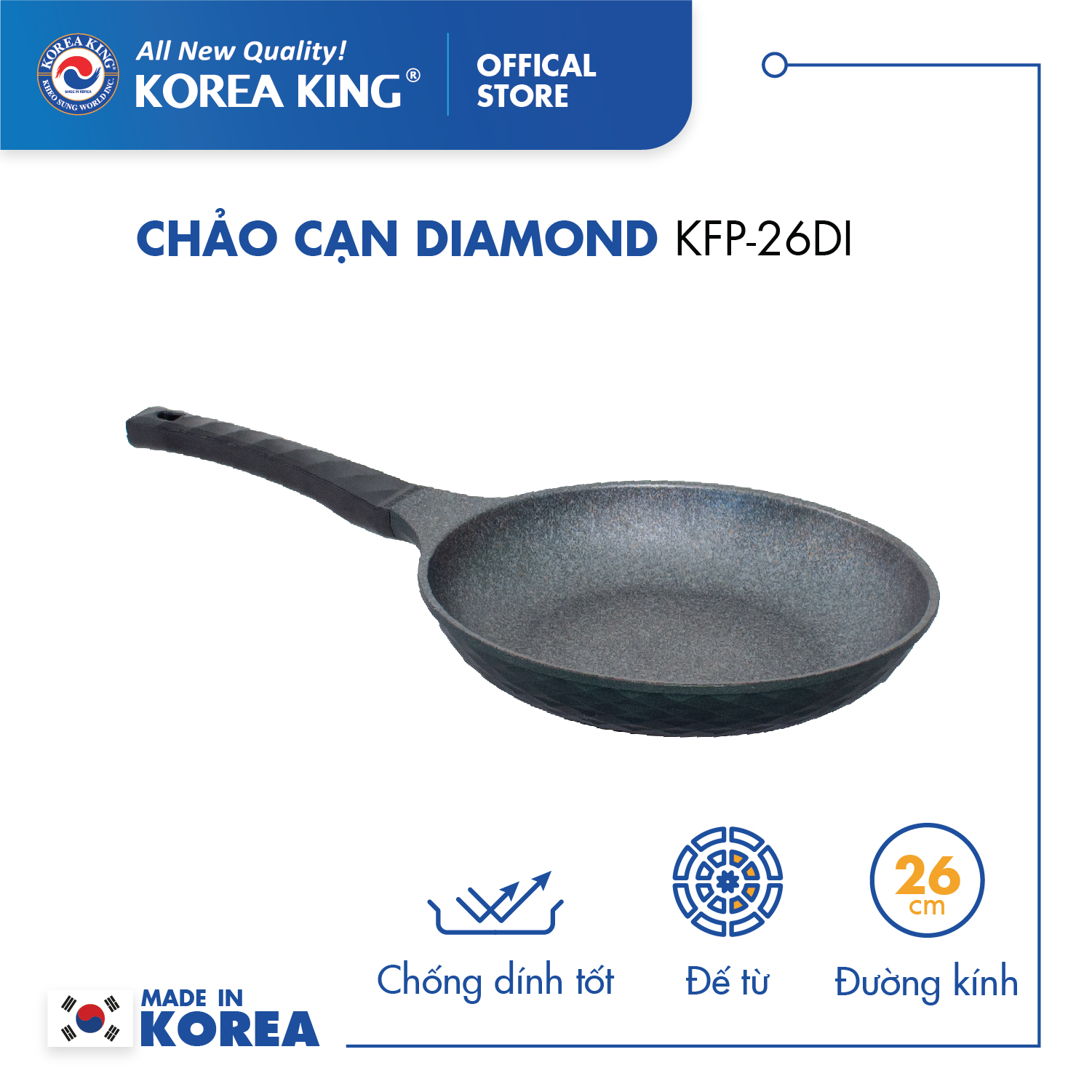 Chảo cạn Diamond Korea King size 26cm KFP-26DI