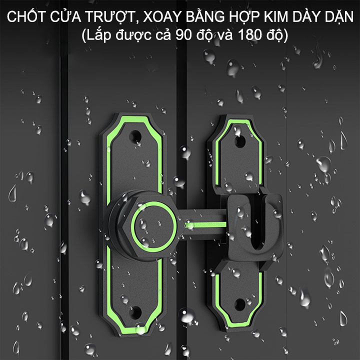 Chốt khóa cửa bằng hợp kim HK02 dày 4mm, dùng cho cửa trượt, xoay loại 90 và 180 độ đều được