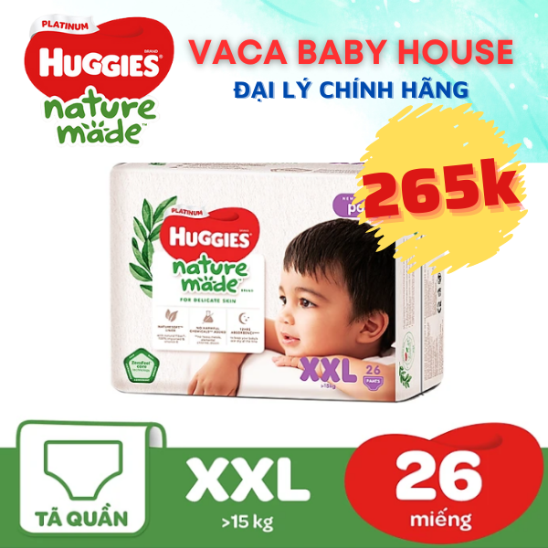 Tã Quần Siêu Cao Cấp Huggies Platinum Nature Made XXL26 (26 Miếng)