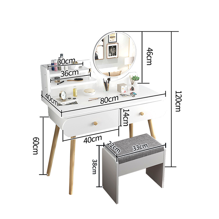 Bàn Trang điểm Cao cấp kèm gương + Ghế Tiện lợi sang trọng - Bàn Phấn hiện đại Kèm ghế và gương bền đẹp Đa năng BAH002 Giao màu ngâu nhiên